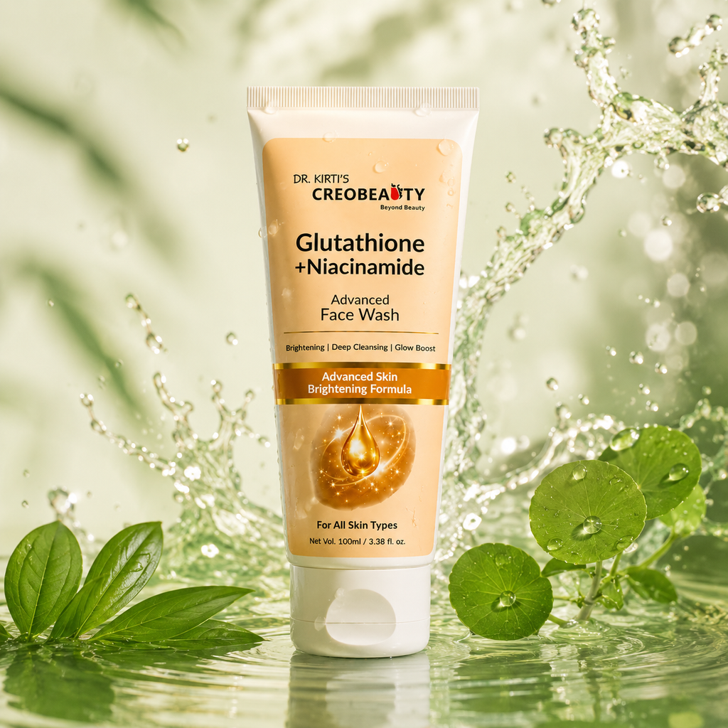 Creobeauty Glutathione & Niacinamide Face Wash | Brightening Cleanser with Aloe Vera & Vitamin E | For All Skin Types