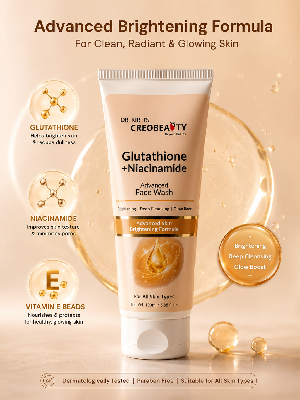 Creobeauty BB Cream + Glutathione & Niacinamide Face Wash + Beetroot Lip & Cheek Tint Combo | Everyday Skincare & Makeup Kit