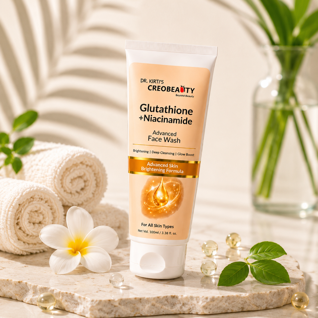 Creobeauty Glutathione & Niacinamide Face Wash | Brightening Cleanser with Aloe Vera & Vitamin E | For All Skin Types