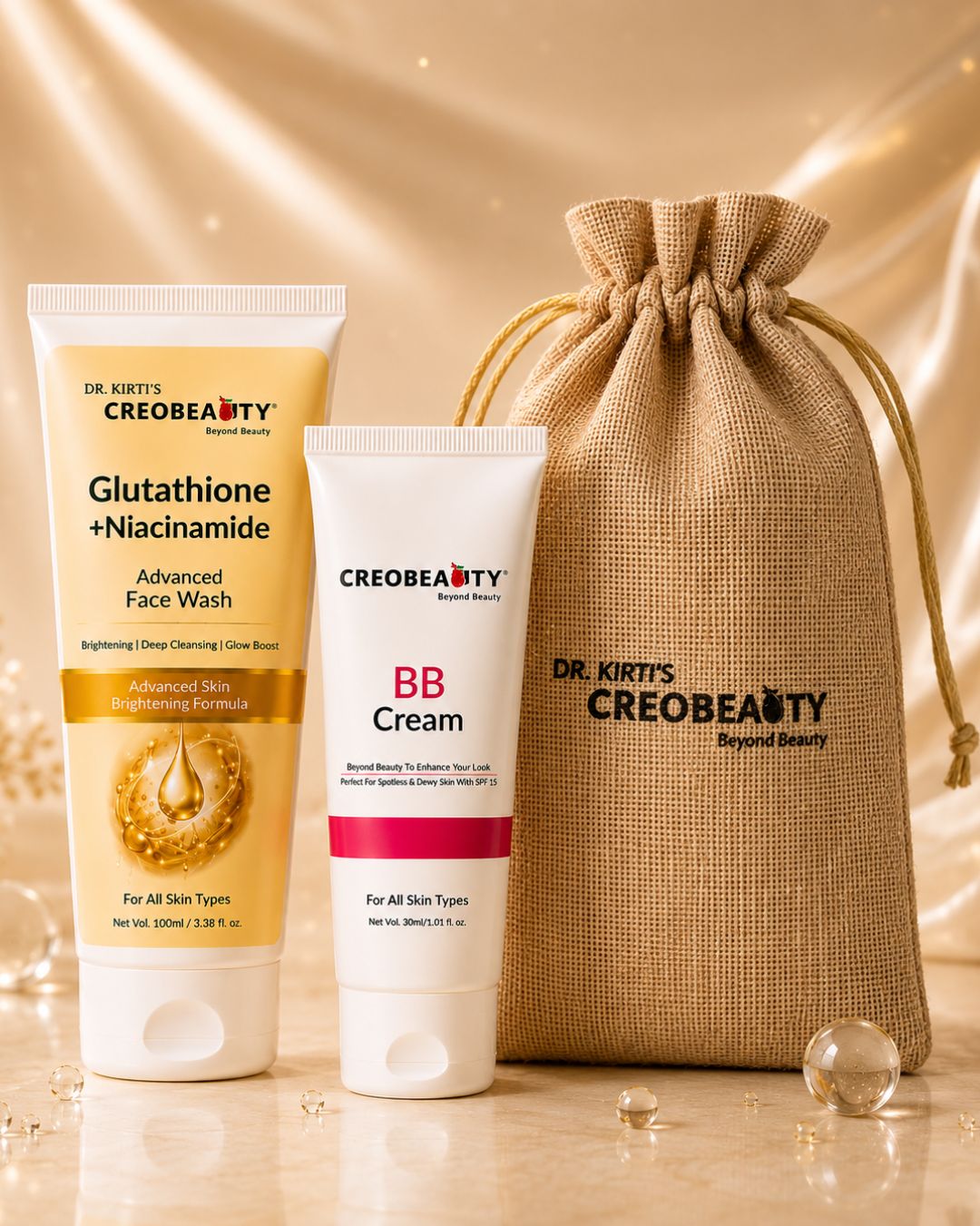 Creobeauty BB Cream + Glutathione & Niacinamide Face Wash Combo | Everyday Skincare & Makeup Kit | Cleanse, Brighten & Glow