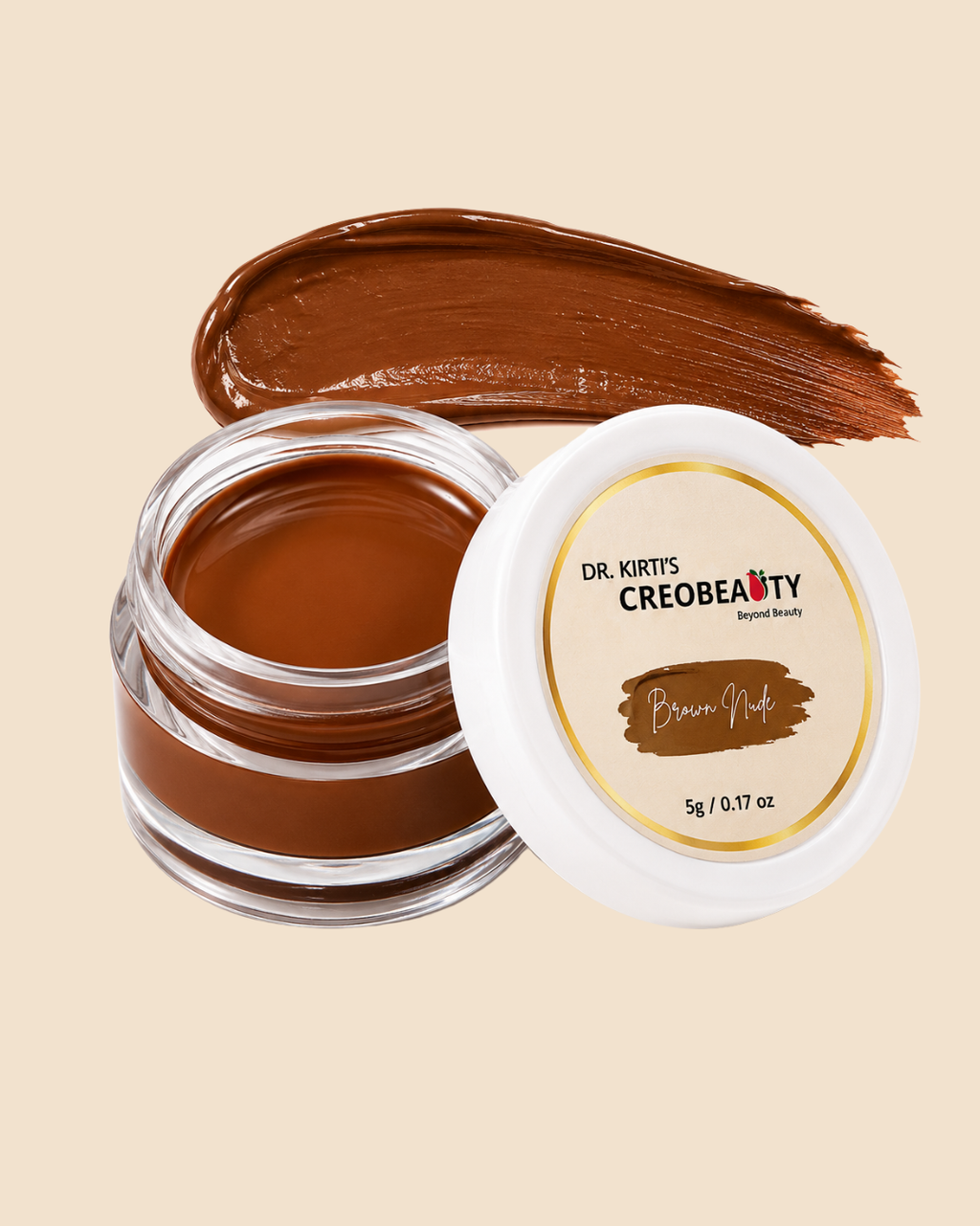 Creobeauty Browny Nude Lip & Cheek Tint | Natural Brown Nude Shade | Long-Lasting, Lightweight & Blendable | For Lips & Cheeks